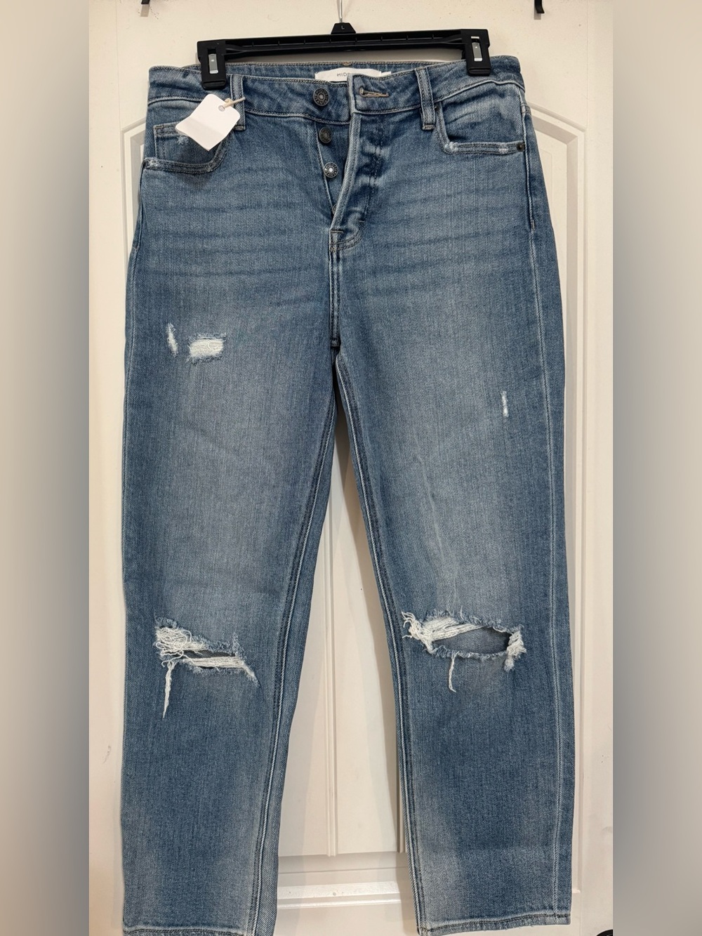 High-Rise Distressed Skinny Jeans - Light Blue
